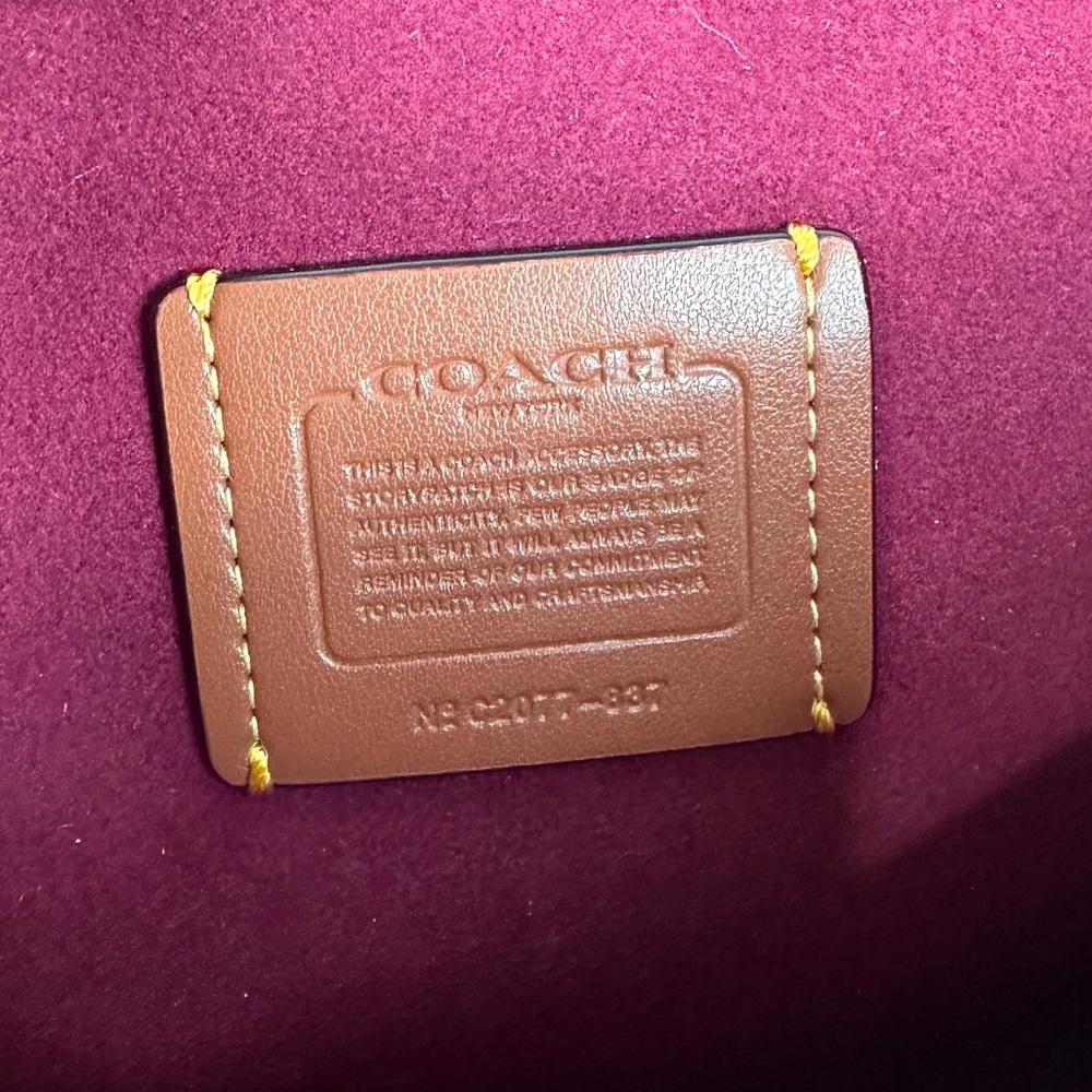 Coach Courier Wristlet In Colorblock Leather Brass/Red Apple Multi - Picture 9 of 9
